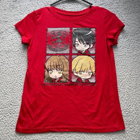 Harry Potter Shirt Girls Large Red Graphic Tee Short Sleeve - Picture 1 of 10